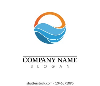 Waves beach logo and symbols template icons app
