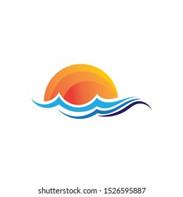 Waves beach logo and symbols template icons app