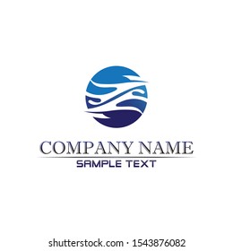 Waves beach logo and symbols template icons app blue