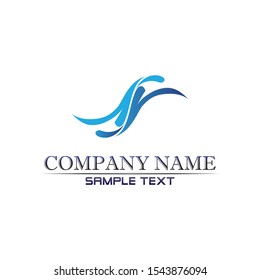 Waves beach logo and symbols template icons app blue