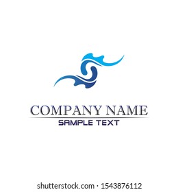 Waves beach logo and symbols template icons app blue