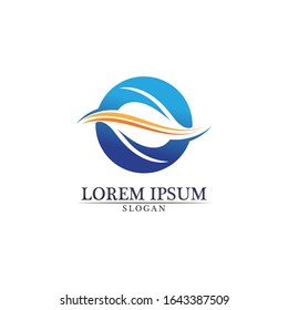 Aplicación para iconos de plantillas de símbolos y logotipo de la playa de olas