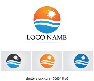 Waves beach logo and symbols template icons app
