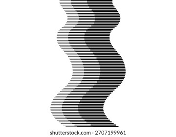 Ondas de líneas negras sobre un fondo blanco. Patrón de Vector. Elemento de diseño para cubiertas, publicidad, embalaje, etiquetas. Fondo de Vector con espacio para texto. Corriente, Jet
