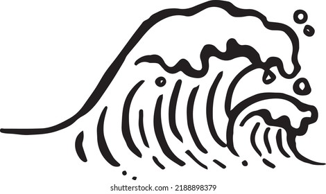 Waves Black Outline Vector Hand Drawn Stock Vector (Royalty Free ...