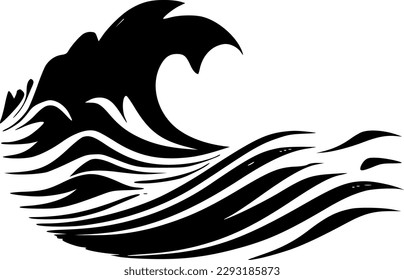 Waves - Black and White Isolated Icon - Vector illustration