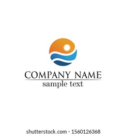 Waves blue beach logo and symbols template icons app