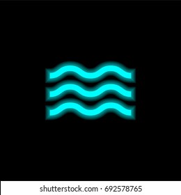 Waves blue glowing neon ui ux icon. Glowing sign logo vector