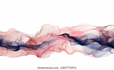 Waves of Blush, navy, rose gold, pale pink alcohol ink abstract  background with ink cracks, ink splashes and gold glitter. Luxury Background.
