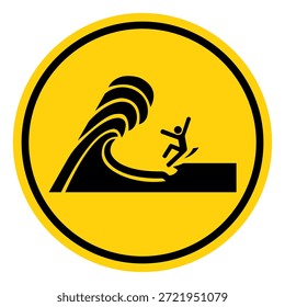 Waves Break On Ledge Stand Back Symbol Sign, Vector Illustration, Isolate On White Background Label.EPS10