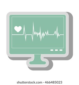 waves cardiology machine, isolated flat icon design