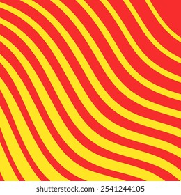 Waves in Catalonia flag style, or Senyera poster. Red stripes on a yellow background. Catalan identity and pride. Regions struggle for independence, autonomy and cultural heritage vector illustration