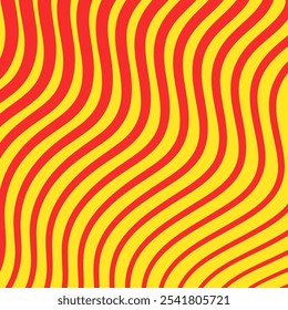 Waves in Catalonia flag style, or Senyera poster. Red stripes on a yellow background. Catalan identity and pride. Regions struggle for independence, autonomy and cultural heritage vector illustration