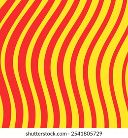 Waves in Catalonia flag style, or Senyera poster. Red stripes on a yellow background. Catalan identity and pride. Regions struggle for independence, autonomy and cultural heritage vector illustration