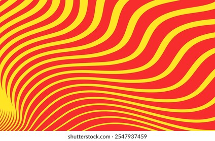 Waves in Catalonia flag style, or Senyera poster. Red stripes on a yellow background. Catalan identity and pride. Regions struggle for independence, autonomy and cultural heritage vector illustration