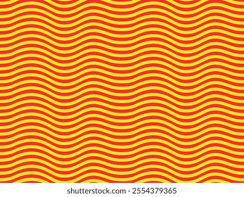 Waves in Catalonia flag style, or Senyera poster. Red stripes on a yellow background. Catalan identity and pride. Regions struggle for independence, autonomy and cultural heritage vector illustration