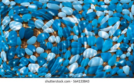 Waves and caustics on underwater pebbles. Vector eps10. File has layers.