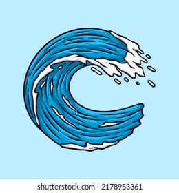 Waves Circle Cartoon vector Illustration