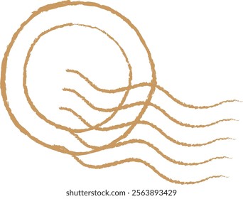 Waves And Circle Postage Stamp Vector Illustration