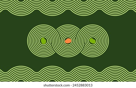 waves and circles, meditation zen garden top view or life balance vector illustration