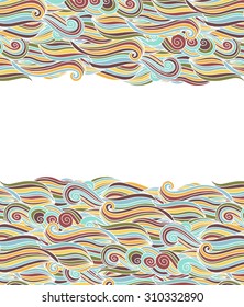 Waves and clouds  - seamless vector border ornament