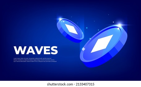 Waves coin cryptocurrency concept banner background.