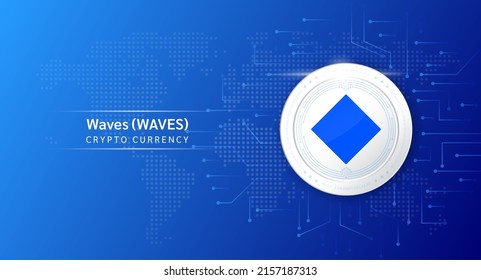 Onda el símbolo (token) criptodivisa de la moneda. Moneda criptográfica con inversión en bolsa. Icono de moneda en fondo oscuro. Concepto de financiación de las tendencias económicas. Ilustración vectorial 3D.