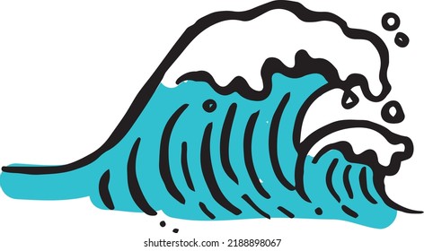 Waves color vector hand drawn vintage illustration