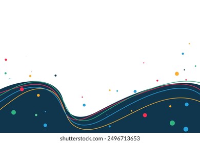 Waves of colored lines and dots abstract vector background with copy space for text. Children's background wallpaper