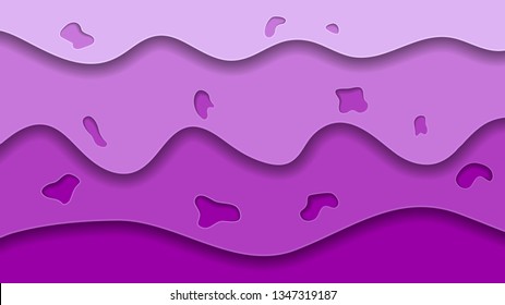Waves of colored paper, abstract background, texture in shades of pink and purple. Paper Texture Effect. Vector illustration.
