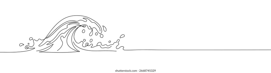Waves continuous one line drawing. Hand drawn wave.