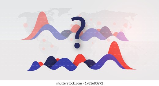 Waves of Corona Virus Infection Around the World - Will There Be a Second Wave? - Design Concept with Charts and Word Map