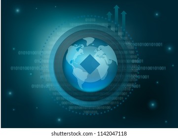 Waves Cryptocurrency Coin Global Binary Background