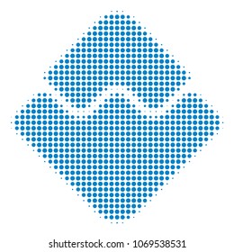 Waves Currency halftone vector icon. Illustration style is dotted iconic Waves Currency icon symbol on a white background. Halftone pattern is circle blots.