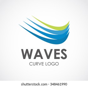 Waves curve of check abstract vector and logo design or template blue business icon of company identity symbol concept
