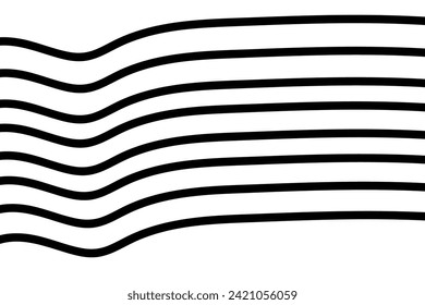  Waves, curves, lines. Simple black and white background. Vector template.

