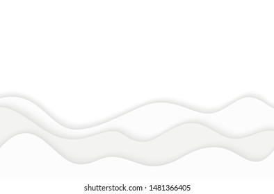 Waves cut paper. Abstract white origami background.