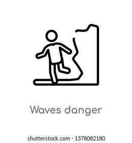 waves danger vector line icon. Simple element illustration. waves danger outline icon from people concept. Can be used for web and mobile
