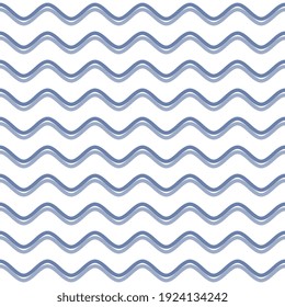 Waves are dark and light blue on a white background. Vector seamless illustration of curved lines for banner, flyer, book cover, poster.