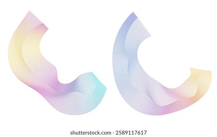 Waves Design for Spa, Yoga, Relaxation, Wellness, Organic for Web-design, Banner, Brochure. Icon, Logo, and Background made of Circular Dots, Lines, and Spirals. Holyday Patterns