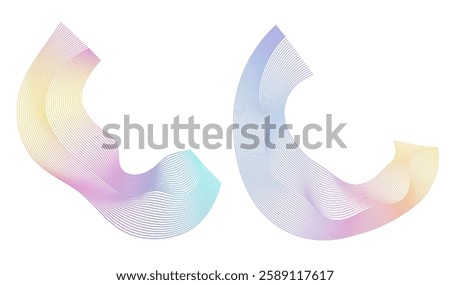 Waves Design for Spa, Yoga, Relaxation, Wellness, Organic for Web-design, Banner, Brochure. Icon, Logo, and Background made of Circular Dots, Lines, and Spirals. Holyday Patterns