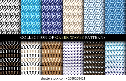 Waves different patterns set. Aqua design