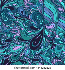 Waves doodle design backdrop. Floral hand-draw colorful background.Hand draw seamless pattern with zentangle elements