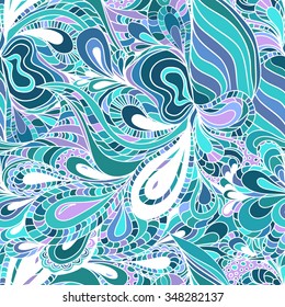 Waves doodle design backdrop. Floral hand-draw colorful background.Hand draw seamless pattern with zentangle elements