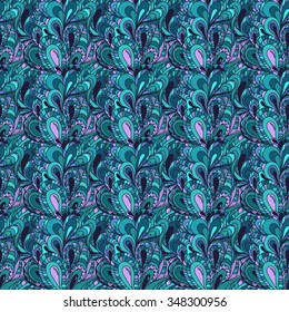 Waves doodle design backdrop. Floral hand-draw colorful background.
