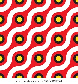 waves and dots ogee seamless vector pattern