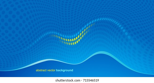 Waves and dots on a light blue background with a yellow accent. Modern vector design.