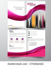 waves Elements Colors Business Bi-Fold Brochure Design. Corporate Leaflet Cover Template

