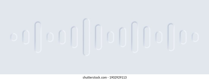 Waves of the equalizer isolated on background. Voice Messages icon, event notification. Movement of the sound wave abstract. Neumorphic UI UX white user interface web. EQ Vector Illustration.