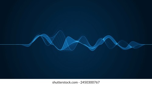 Waves of the equalizer on blue backgroun